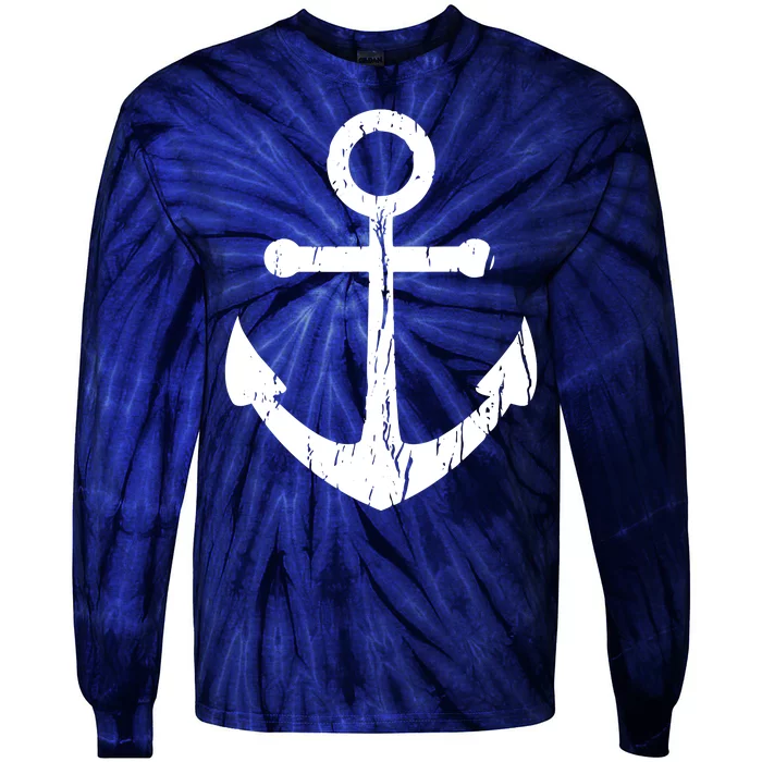 Vintage Boat Anchor Nautical Sailing Tie-Dye Long Sleeve Shirt