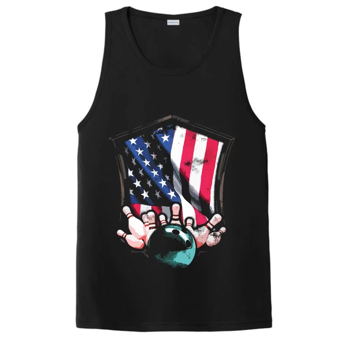 Vintage Bowling American USA Flag Bowling Performance Tank