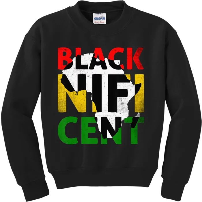 Vintage Blacknificent Afro African Pro Black History Month Kids Sweatshirt