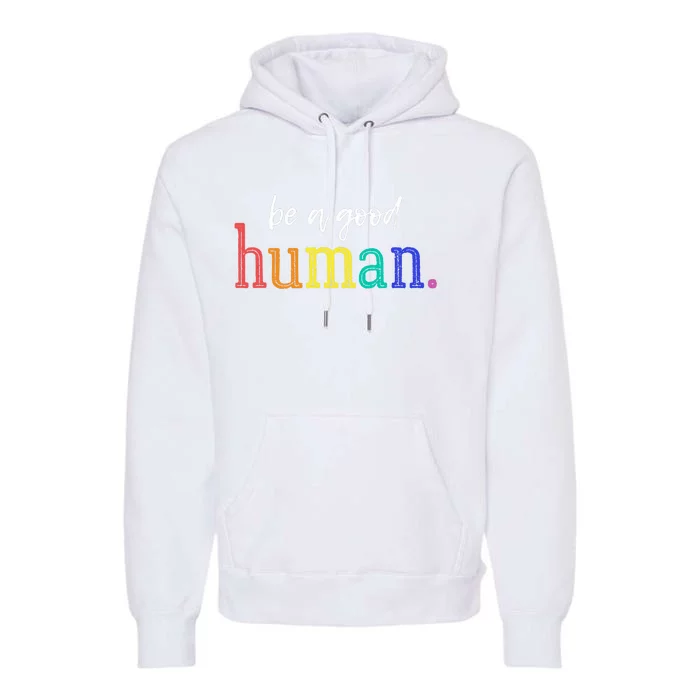 Vintage Be A Good Human Positive Message T Saying Premium Hoodie