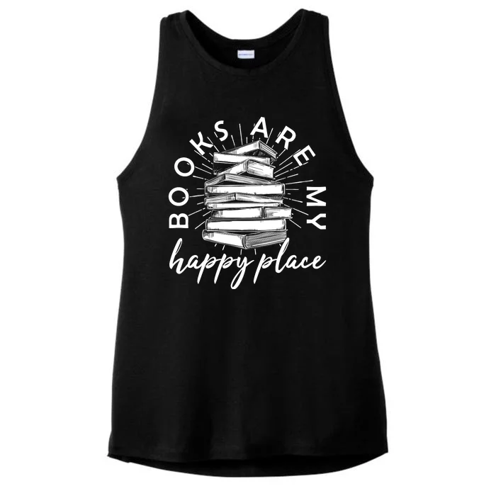 Vintage Books Are My Happy Place Ladies Tri-Blend Wicking Tank