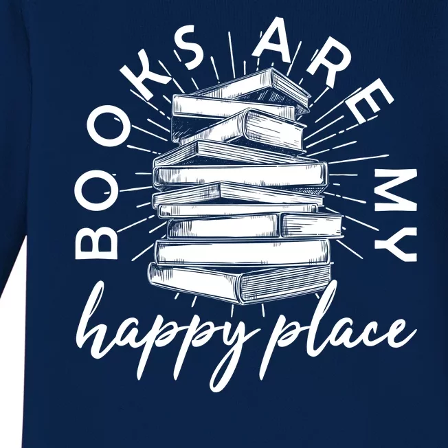 Vintage Books Are My Happy Place Baby Long Sleeve Bodysuit