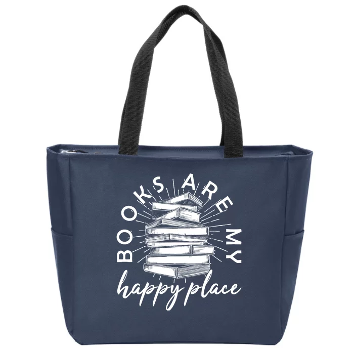 Vintage Books Are My Happy Place Zip Tote Bag