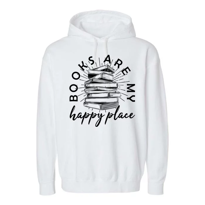 Vintage Books Are My Happy Place Garment-Dyed Fleece Hoodie