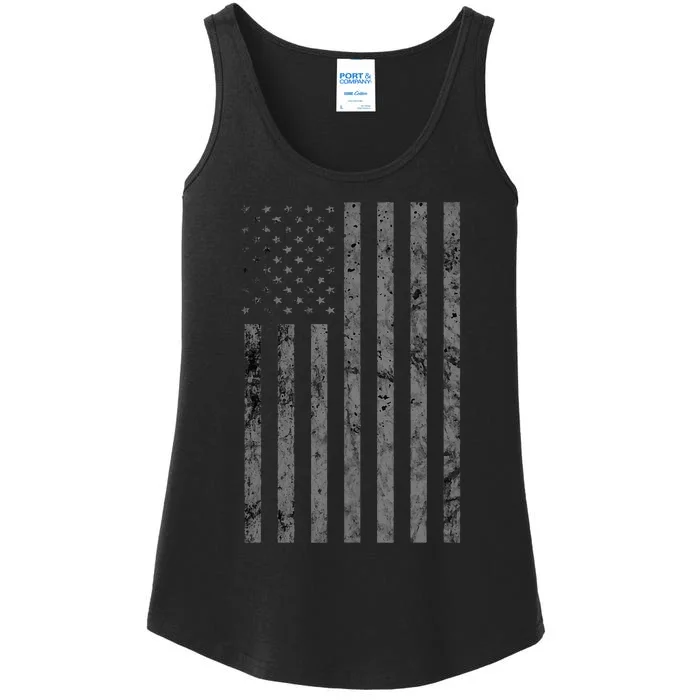 Vintage Black American Flag Ladies Essential Tank