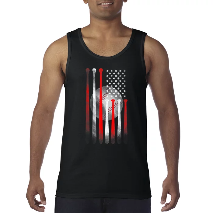 Vintage Baseball American Flag Classic Fit Black For Dad And Mom Gift Tank Top