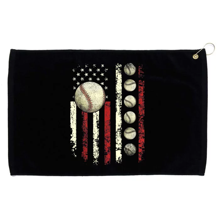 Vintage Baseball American Flag Grommeted Golf Towel