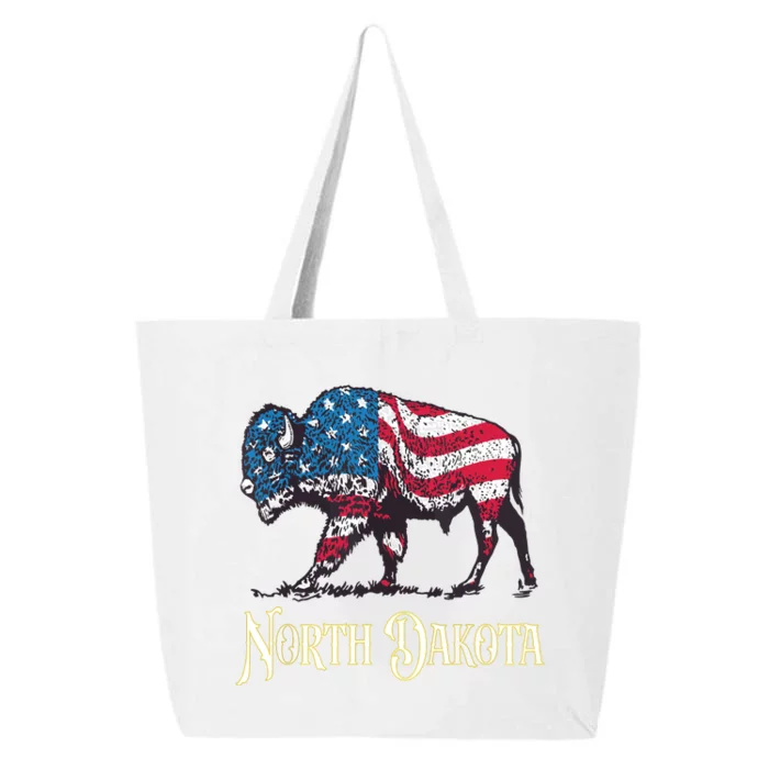 Vintage Buffalo American Flag Patriotic North Dakota Bison 25L Jumbo Tote