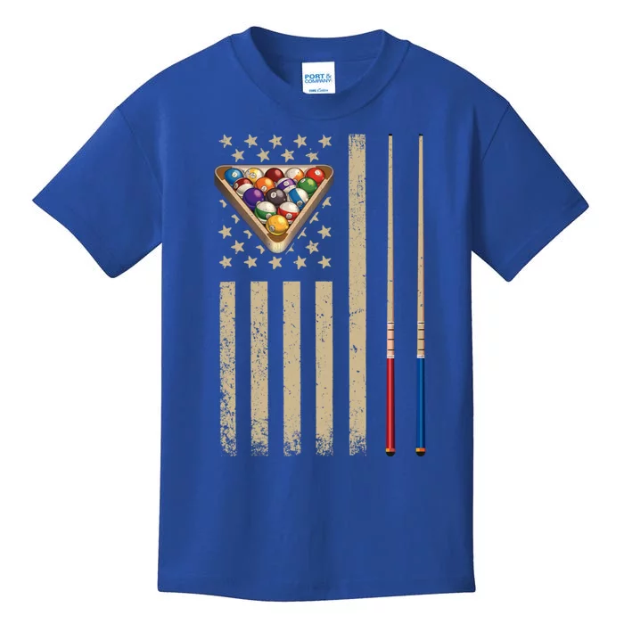 Vintage Billiard American Flag Pool Player Gift Kids T-Shirt