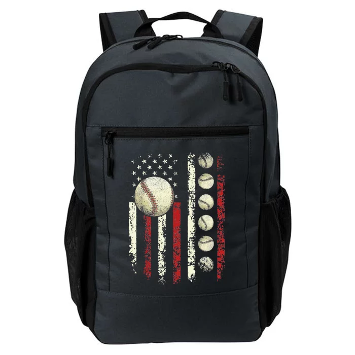 Vintage Baseball American Flag Daily Commute Backpack