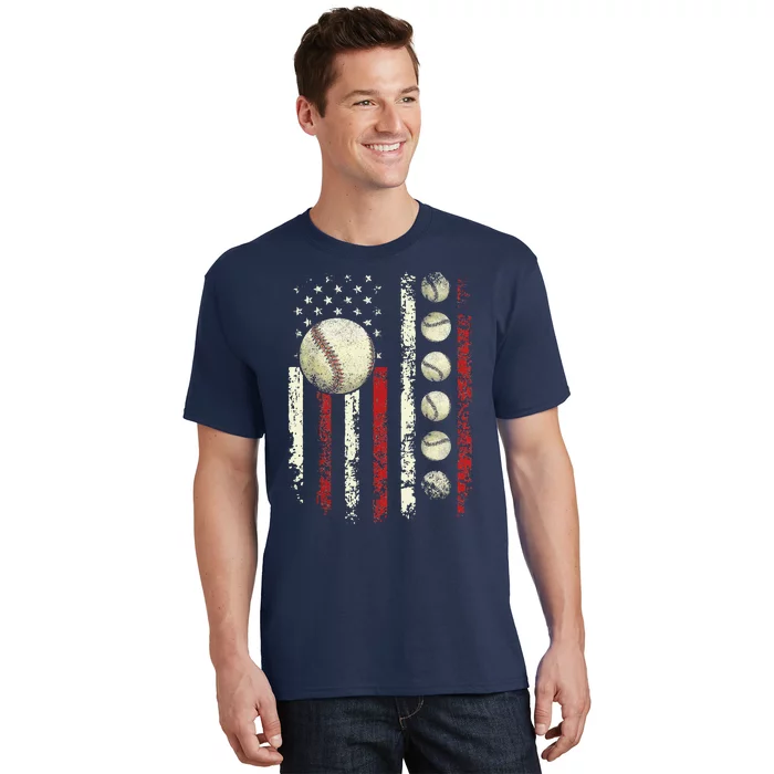 Vintage Baseball American Flag T-Shirt