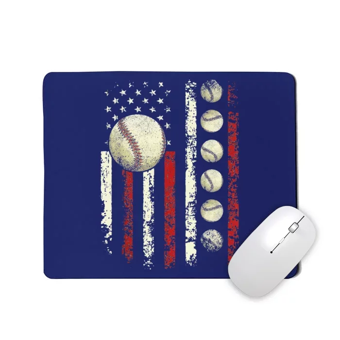 Vintage Baseball American Flag Mousepad