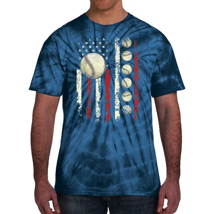 Vintage Baseball American Flag Tie-Dye T-Shirt