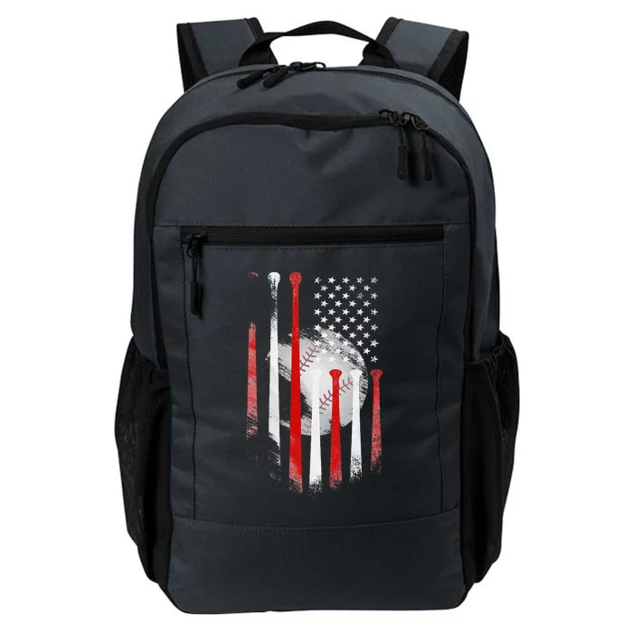 Vintage Baseball American Flag Classic Fit Black For Dad And Mom Daily Commute Backpack