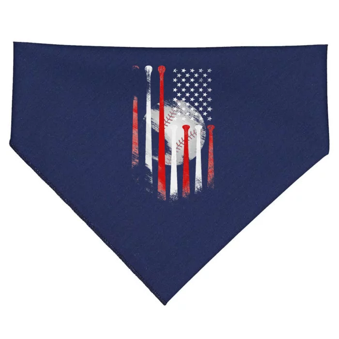 Vintage Baseball American Flag Classic Fit Black For Dad And Mom USA-Made Doggie Bandana