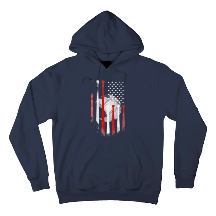 Vintage Baseball American Flag Classic Fit Black For Dad And Mom Hoodie