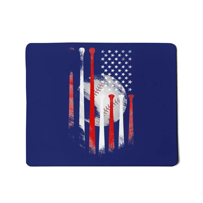 Vintage Baseball American Flag Classic Fit Black For Dad And Mom Mousepad