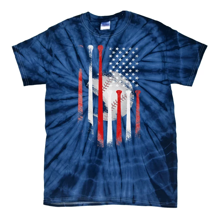 Vintage Baseball American Flag Classic Fit Black For Dad And Mom Tie-Dye T-Shirt