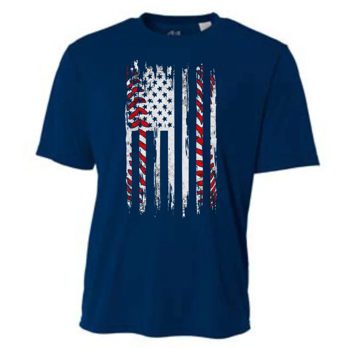 Vintage Baseball American Flag Cooling Performance Crew T-Shirt