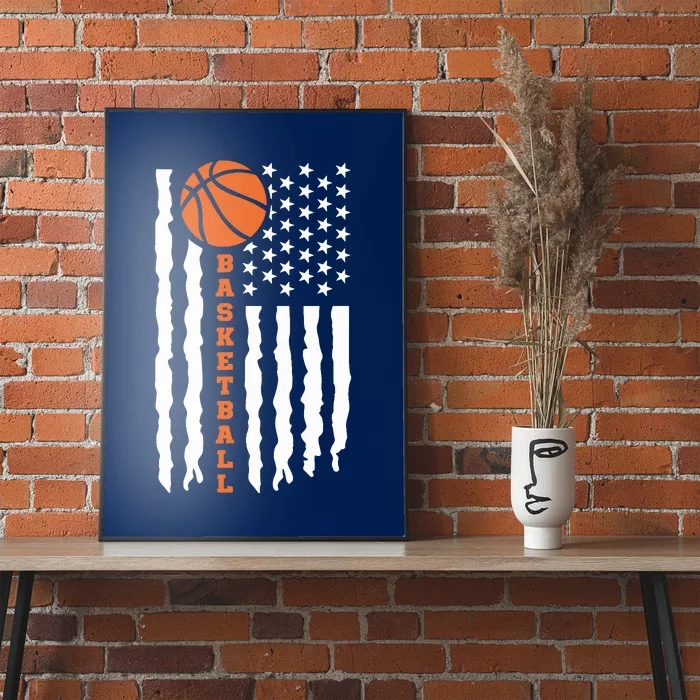 Vintage Basketball American Flag Poster