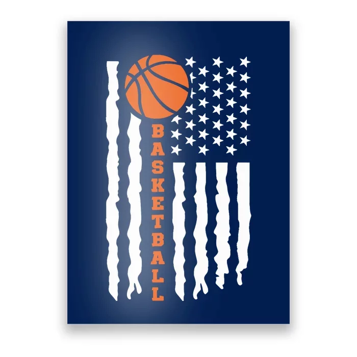 Vintage Basketball American Flag Poster