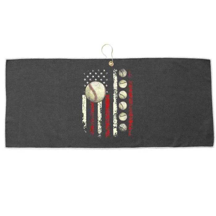 Vintage Baseball American Flag Large Microfiber Waffle Golf Towel