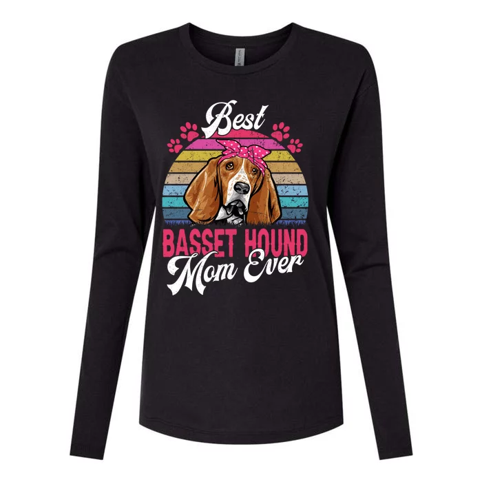 Vintage Best Basset Hound Mom Ever Great Gift Womens Cotton Relaxed Long Sleeve T-Shirt