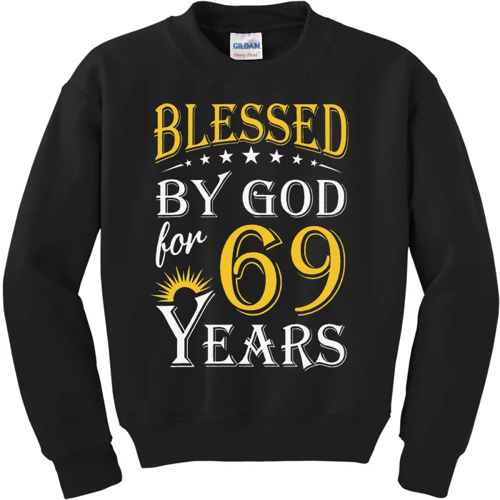 Vintage Blessed By God For 69 Years Happy 69th Birthday Kids Sweatshirt