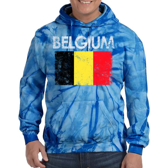 Vintage Belgium Belgian Flag Pride Gift Tie Dye Hoodie