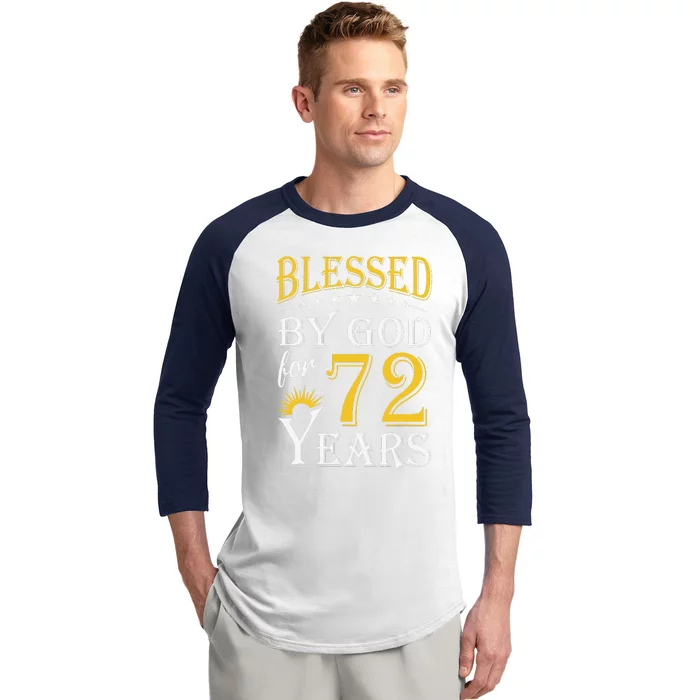 Vintage Blessed By God For 72 Years Happy 72nd Birthday Baseball Sleeve Shirt