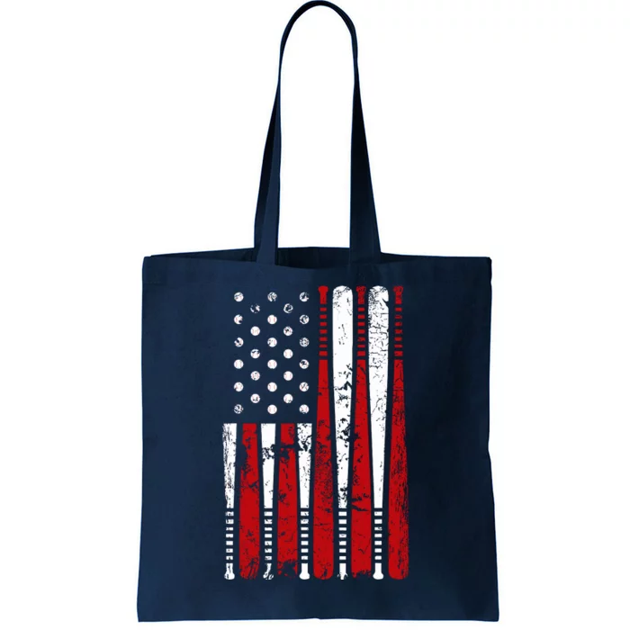 Vintage Baseball Bat American Usa Flag Graphic Tote Bag