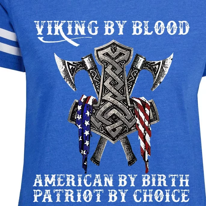 Viking By Blood American By Birth Patriot By Choice Enza Ladies Jersey Football T-Shirt