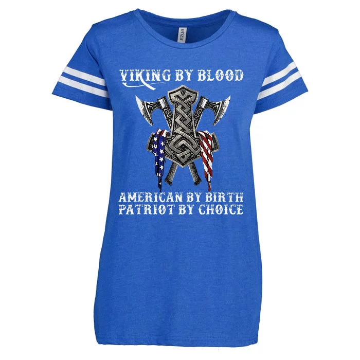 Viking By Blood American By Birth Patriot By Choice Enza Ladies Jersey Football T-Shirt