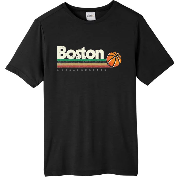 Vintage Basketball Boston City BBall Retro Stripes ChromaSoft Performance T-Shirt