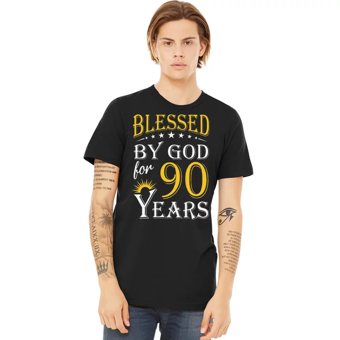 Vintage Blessed By God For 90 Years Happy 90th Birthday Premium T-Shirt