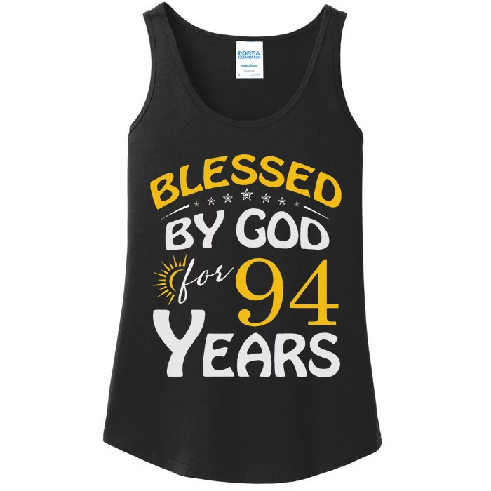 Vintage Blessed By God For 94 Years Old Happy 94th Birthday Ladies Essential Tank