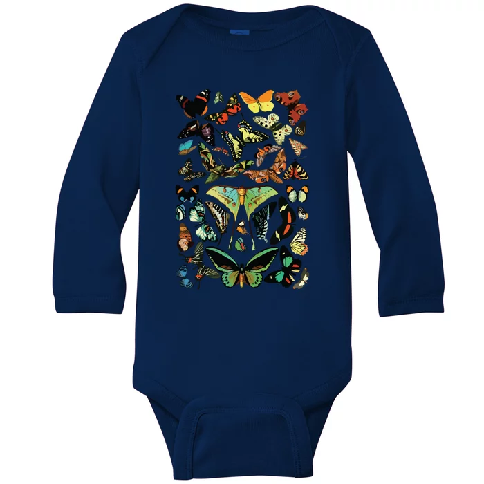 Vintage Butterflies Butterfly Collection Scientific Baby Long Sleeve Bodysuit