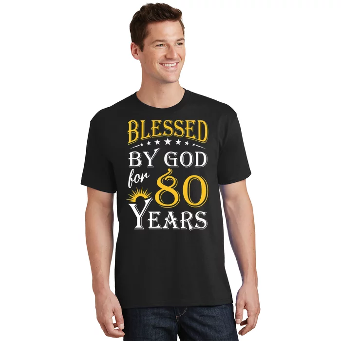 Vintage Blessed by God for 80 years Happy 80th Birthday Long Sleeve T-Shirt