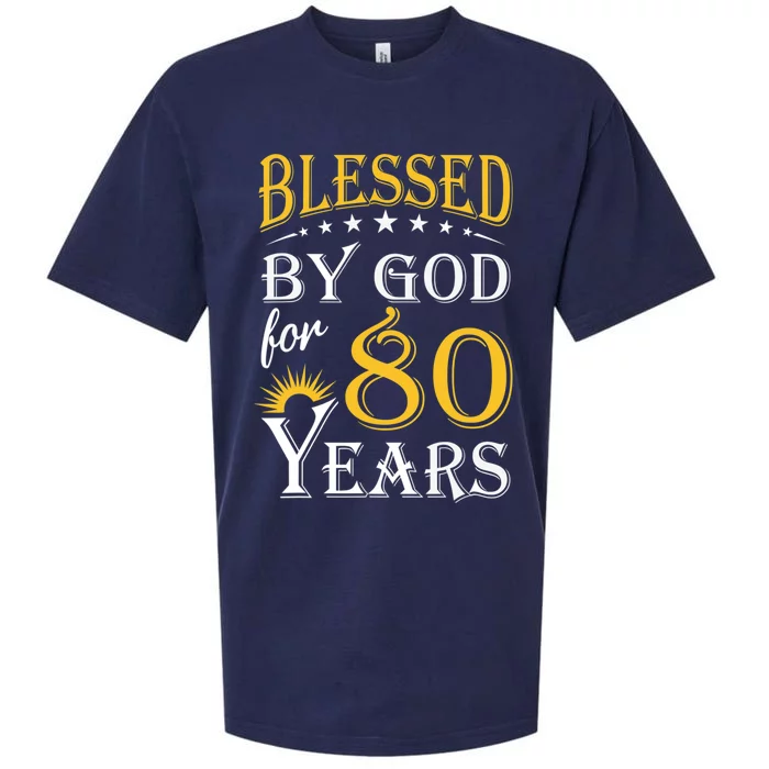 Vintage Blessed by God for 80 years Happy 80th Birthday Long Sleeve Sueded Cloud Jersey T-Shirt