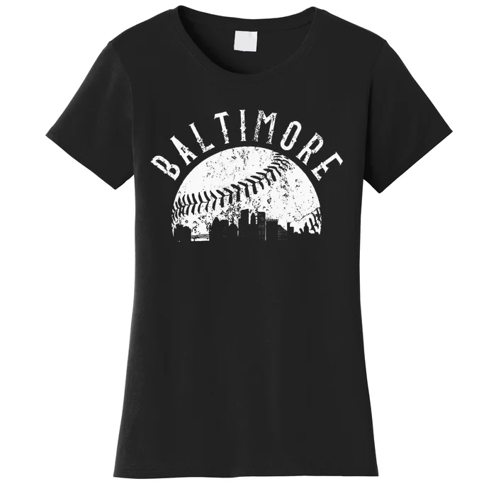 Vintage Baseball Baltimore Maryland Skyline Apparel Women's T-Shirt