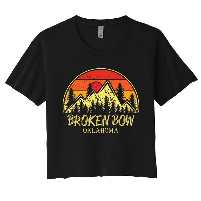 Vintage Broken Bow Oklahoma OK Mountains Hiking Souvenir Women's Crop Top Tee