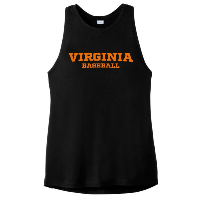 Virginia Baseball Block Font Ladies Tri-Blend Wicking Tank