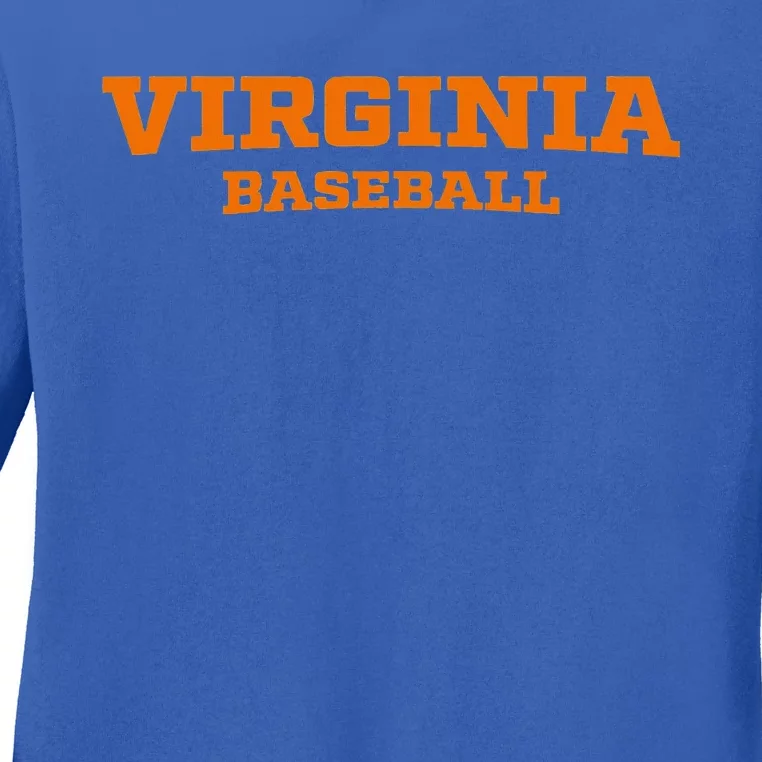 Virginia Baseball Block Font Ladies Long Sleeve Shirt