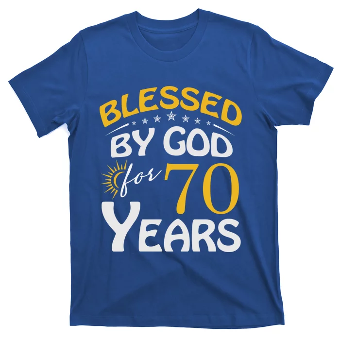 Vintage Blessed By God For 70 Years Old Happy 70th Birthday Cute Gift T-Shirt