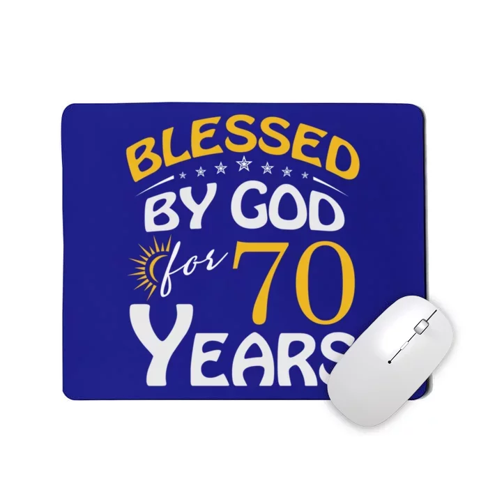 Vintage Blessed By God For 70 Years Old Happy 70th Birthday Cute Gift Mousepad