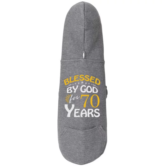 Vintage Blessed By God For 70 Years Old Happy 70th Birthday Cute Gift Doggie 3-End Fleece Hoodie