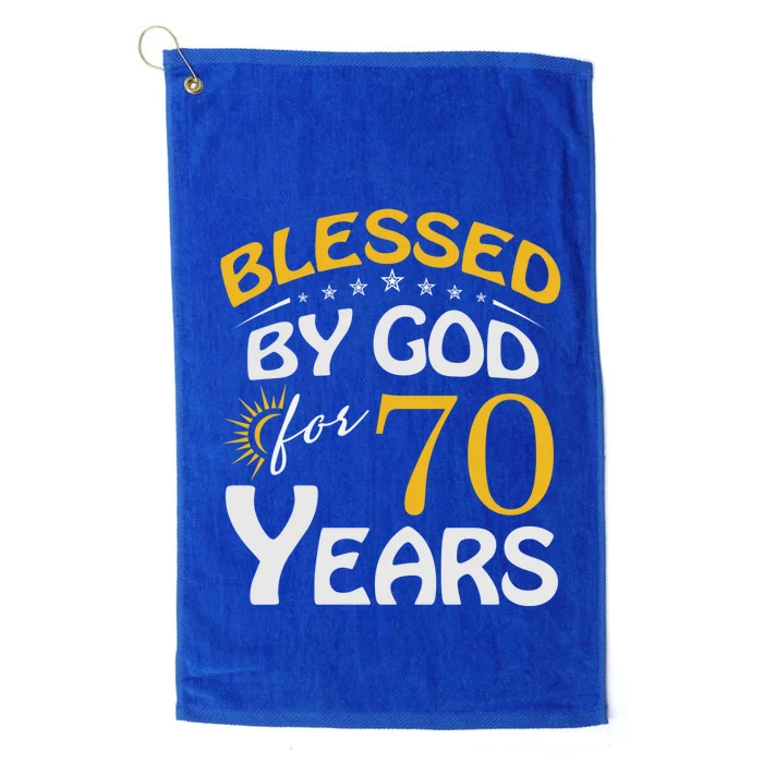 Vintage Blessed By God For 70 Years Old Happy 70th Birthday Cute Gift Platinum Collection Golf Towel