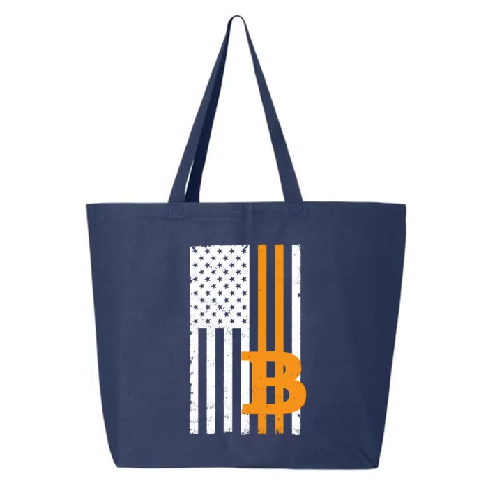 Vintage Bitcoin BTC USA Flag Crypto Currency Traders Bitcoin 25L Jumbo Tote