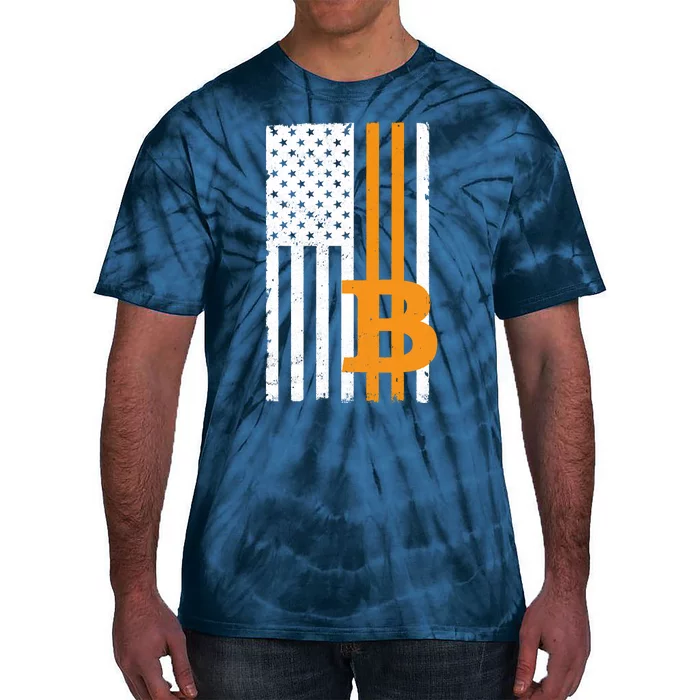 Vintage Bitcoin BTC USA Flag Crypto Currency Traders Bitcoin Tie-Dye T-Shirt