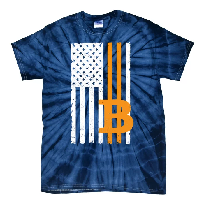 Vintage Bitcoin BTC USA Flag Crypto Currency Traders Bitcoin Tie-Dye T-Shirt